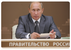 Prime Minister Vladimir Putin holding a conference call on reconstruction work following the accident at the Sayano-Shushenskaya hydropower station|2 august, 2010|14:46