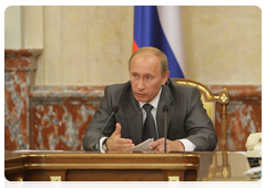 Prime Minister Vladimir Putin holding a meeting to discuss measures for preventing and fighting fires, helping fire victims and reconstructing public infrastructure|2 august, 2010|17:05