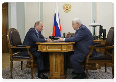 Prime Minister Vladimir Putin at a meeting with Oleg Tabakov, artistic director and manager of the Chekhov Moscow Art Theatre|21 august, 2010|18:30