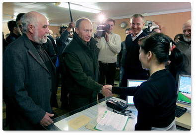 Prime Minister Vladimir Putin visits the Tiksi weather observatory in Yakutia, which conducts comprehensive monitoring of climate changes