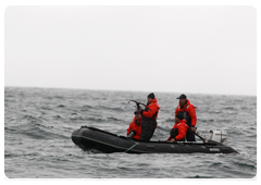 Prime Minister Vladimir Putin visiting Olga Bay at the Kamchatka Peninsula to take part in a whale research|25 august, 2010|14:10