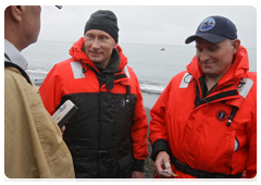 Prime Minister Vladimir Putin visiting Olga Bay at the Kamchatka Peninsula to take part in a whale research|25 august, 2010|14:10