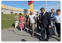 During a drive on the new highway, Prime Minister Vladimir Putin stopped to speak with local residents