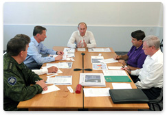 Prime Minister Vladimir Putin holds a meeting on the Vostochny National Cosmodrome project in the town of Uglegorsk in the Amur Region