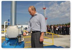 Председатель Правительства Российской Федерации В.В.Путин выступил на церемонии открытия российского участка нефтепровода Россия–Китай