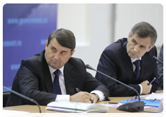 Transport Minister of the Russian Federation Igor Levitin and Minister of the Interior of the Russian Federation Rashid Nurgaliyev at a meeting to discuss road construction|30 august, 2010|19:33