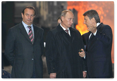 Prime Minister Vladimir Putin visits Norilsk Nickel copper plant during his trip to Krasnoyarsk Territory