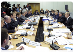 Prime Minister Vladimir Putin at a meeting to discuss development plans for the Norilsk Nickel mining and smelting company and the economic and social development challenges facing the city of Norilsk|31 august, 2010|15:28