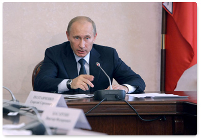 Prime Minister Vladimir Putin chairs a meeting on measures being taken to fight wildfires and help people who have been affected in Voronezh Region