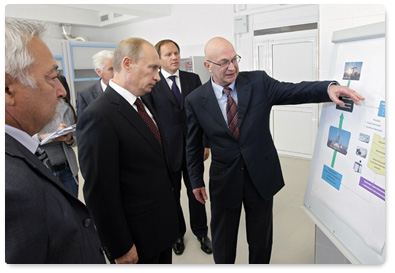 Prime Minister Vladimir Putin visits new Oil and Gas Institute building at Siberian Federal University in Krasnoyarsk