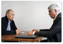 Prime Minister Vladimir Putin holds a working meeting with Vladimir Region Governor Nikolai Vinogradov