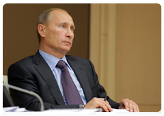 Prime Minister Vladimir Putin holding a video conference on relief efforts in the regions affected by the summer’s wildfires|16 september, 2010|17:25