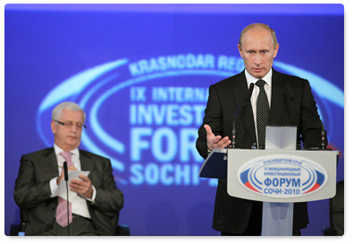 Prime Minister Vladimir Putin attends the 9th International Investment Forum Sochi-2010