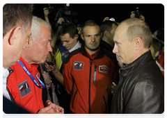 Prime Minister Vladimir Putin in Maikop speaking to drivers participating in the Silk Road Challenge, the Dakar Series|17 september, 2010|23:27