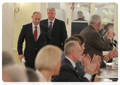 Prime Minister Vladimir Putin giving a speech at the General Council meeting of the Federation of Independent Trade Unions of Russia|18 september, 2010|15:16