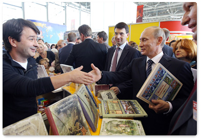 Prime Minister Vladimir Putin visits the Moscow International Book Fair