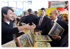 Prime Minister Vladimir Putin visits the Moscow International Book Fair