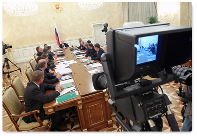 Prime Minister Vladimir Putin chairs a meeting of the Government Presidium