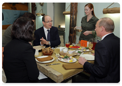 Prime Minister Vladimir Putin with Prince Albert of Monaco, who has come to Russia for the Arctic conference|23 september, 2010|10:00