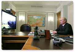 Prime Minister Vladimir Putin holds a video conference with Khabarovsk, where the Amur highway has been completed