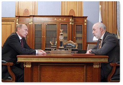 Prime Minister Vladimir Putin meets with Viktor Vekselberg,  president and owner of Renova Group