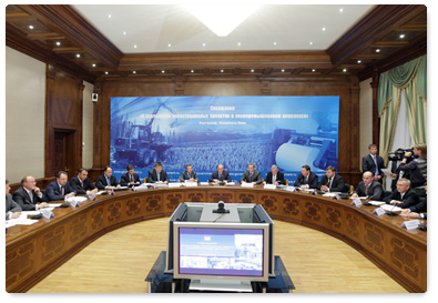 Prime Minister Vladimir Putin chairs a meeting to discuss progress made on investment projects in the timber industry