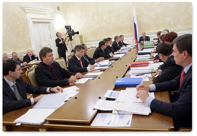 Prime Minister Vladimir Putin chairs a meeting of the Russian Government Presidium