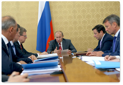 Prime Minister Vladimir Putin chairs a meeting in Sochi to discuss the economic and social development of the North-Caucasian Federal District