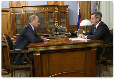 Prime Minister Vladimir Putin has a working meeting with Astrakhan Region Governor Alexander Zhilkin