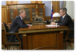 Prime Minister Vladimir Putin has a working meeting with Astrakhan Region Governor Alexander Zhilkin