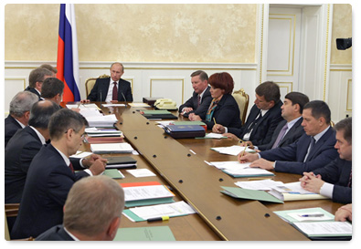 Prime Minister Vladimir Putin chairs a meeting of the Government Presidium