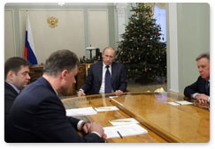Prime Minister Vladimir Putin meets with Moscow Region Governor Boris Gromov, Minister of Energy Sergei Shmatko and IDGC Holding’s Director General Nikolai Shvets
