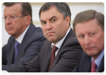 First Deputy Prime Minister Viktor Zubkov, Deputy Prime Minister and Chief of the Government Executive Office Vyacheslav Volodin and Deputy Prime Minister Sergei Ivanov|13 january, 2011|18:56