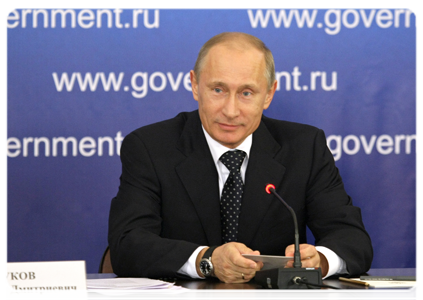 Prime Minister Vladimir Putin chairing a meeting on Russia’s sport and fitness strategy through 2020 in Novogorsk, outside Moscow|17 january, 2011|21:04