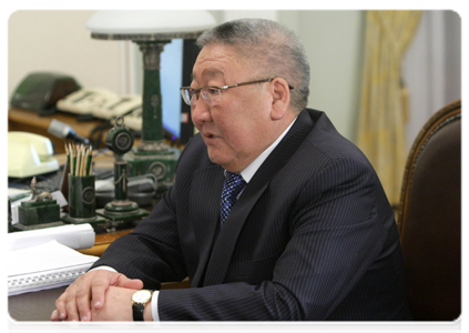 Yegor Borisov, head of the Republic of Sakha (Yakutia), at a meeting with  Prime Minister Vladimir Putin|18 january, 2011|18:30