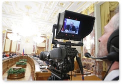 Prime Minister Vladimir Putin chairs a government meeting