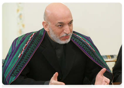 Afghan President Hamid Karzai at a meeting with Prime Minister Vladimir Putin|21 january, 2011|19:37