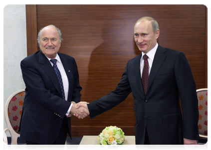 Prime Minister Vladimir Putin at a meeting with FIFA president Joseph Blatter|23 january, 2011|11:00