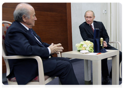 Prime Minister Vladimir Putin at a meeting with FIFA president Joseph Blatter|23 january, 2011|11:00