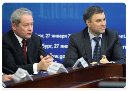 Minister of Regional Development Viktor Basargin and Deputy Prime Minister and Chief of the Government Staff Vyacheslav Volodin|27 january, 2011|19:14