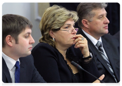 Deputy Minister of Finance Tatyana Nesterenko during a meeting of the Presidium of the Presidential Council on Developing Local Self-Government regarding measures to improve federal and municipal public services|27 january, 2011|19:14