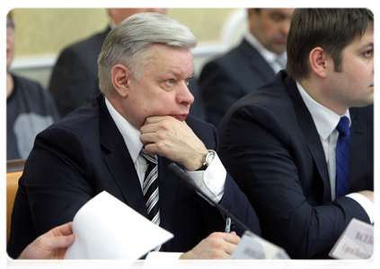 Head of the Federal Migration Service Konstantin Romodanovsky during a meeting of the Presidium of the Presidential Council on Developing Local Self-Government regarding measures to improve federal and municipal public services|27 january, 2011|19:14