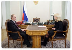 Prime Minister Vladimir Putin holds a meeting with Minister of Healthcare and Social Development Tatyana Golikova