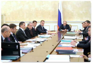 Prime Minister Vladimir Putin chairs a meeting of the Government Presidium