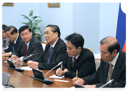 President of the Lao People's Democratic Republic, Choummaly Sayasone at a meeting with Prime Minister Vladimir Putin|13 october, 2011|18:31