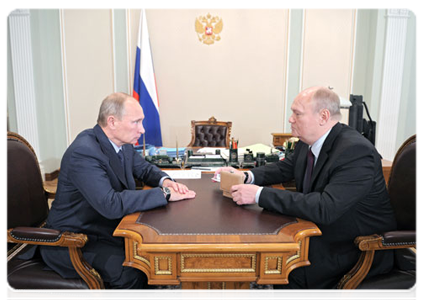 Prime Minister Vladimir Putin during a meeting with Penza Region Governor Vasily Bochkaryov|14 october, 2011|13:08