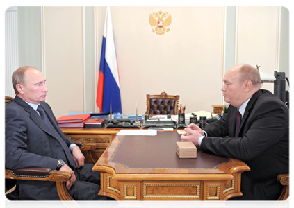 Prime Minister Vladimir Putin during a meeting with Penza Region Governor Vasily Bochkaryov|14 october, 2011|13:12