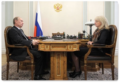 Prime Minister Vladimir Putin holds a meeting with Minister of Healthcare and Social Development Tatyana Golikova