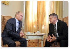 Prime Minister Vladimir Putin meets with filmmaker Alexander Sokurov in St Petersburg