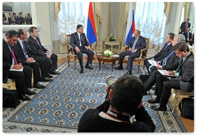 Prime Minister Vladimir Putin holds a meeting in St Petersburg with Prime Minister of Armenia, Tigran Sargsyan